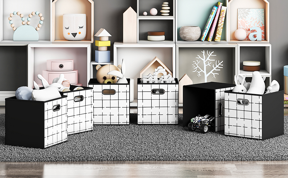 Wisdom Star 6 Pack Fabric Storage Cubes with Handle