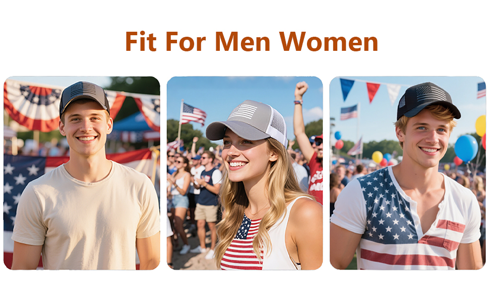HAFOUXIGM American Flag Trucker Hats, Adjustable Mesh Snapback USA Flag Baseball Cap for Men Woman