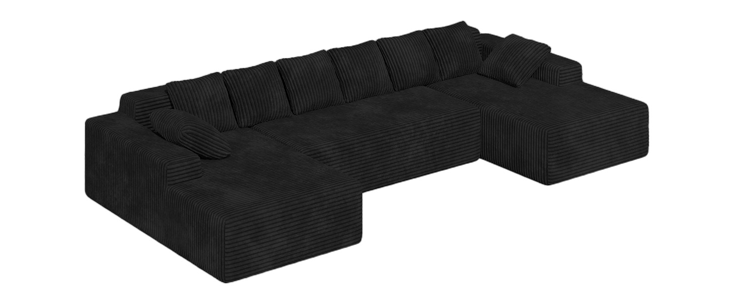 U shaped Cloud Sectional Couches black