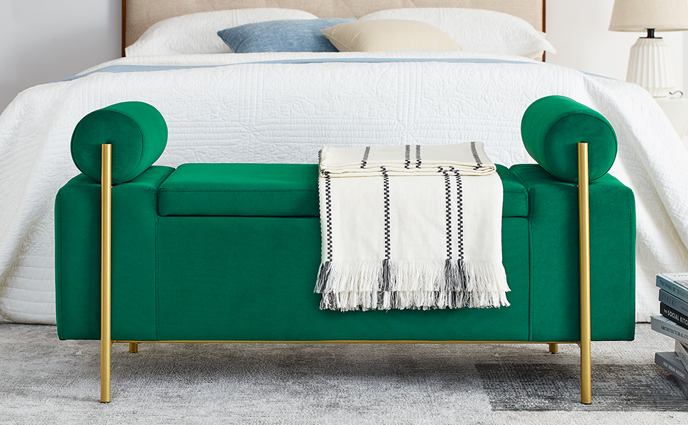 Tomkate 44" End of Bed Storage Bench, Upholstered Linen