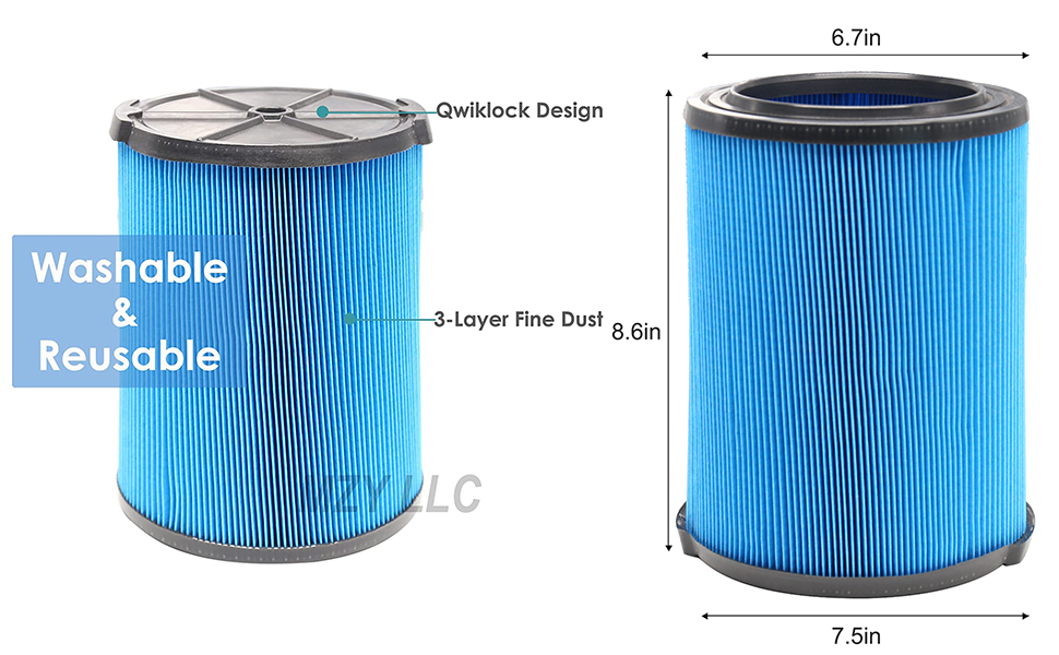 VF5000 Filter for Ridgid Shop Vac 520 Gallon Wet Dry Vacuums, 3Layer