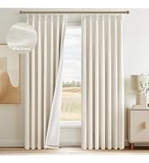 Topfinel Pinch Pleated Full Blackout Linen Curtains 84 Inch for Bedroom Living Room,Fall Natural ...