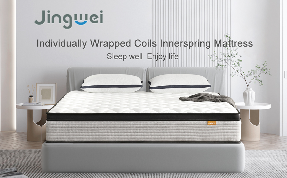 JINGWEI Full Mattress, 10 Inch Innerspring Hybrid Mattress