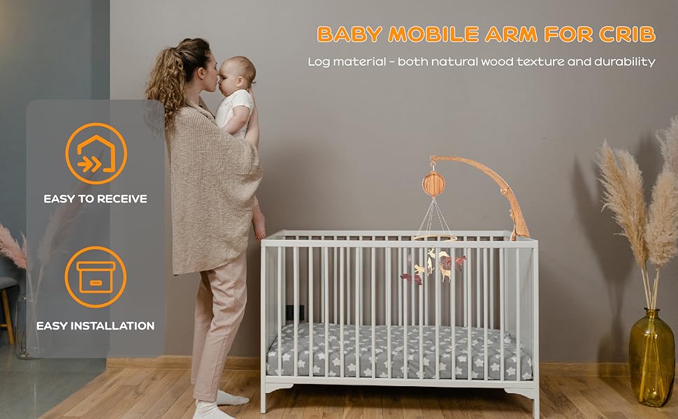 Baby Mobile Arm for Crib, 18.9 Inch Imitation Wood Baby
