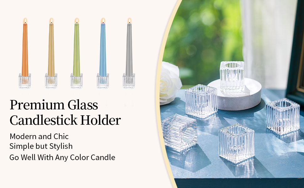 Romadedi Glass Candle Holder for Candlestick 6pcs Clear