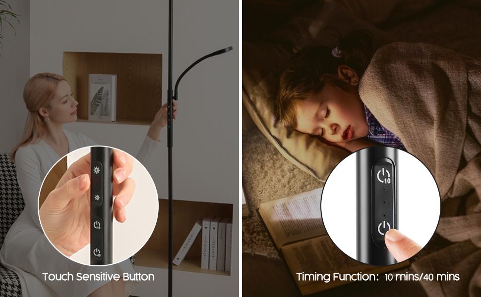 Floor Lamp, Dimmable LED Floor Lamp with 3 Color ...