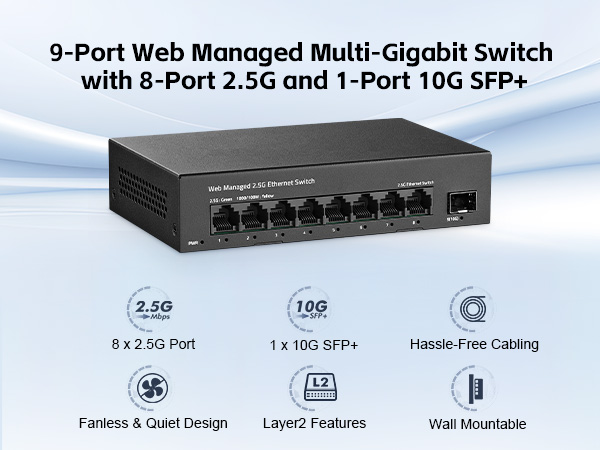 Amazon.com: 8 Port 2.5G Managed Switch, 8 x 2.5Gbps Base-T Ports