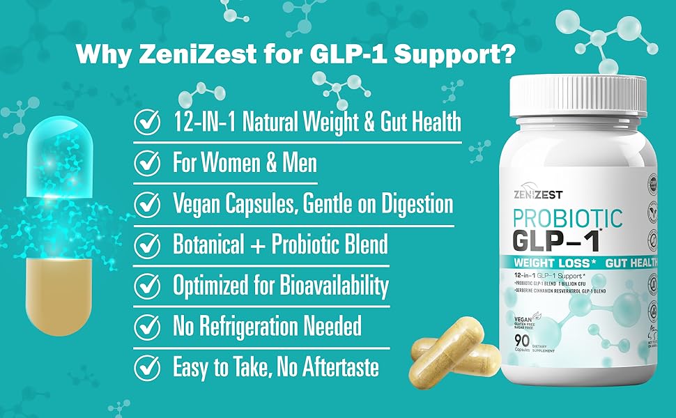 Why ZeniZest for GLP-1 Support - 12-in-1 Natural Weight & Gut Health, Vegan, No Refrigeration