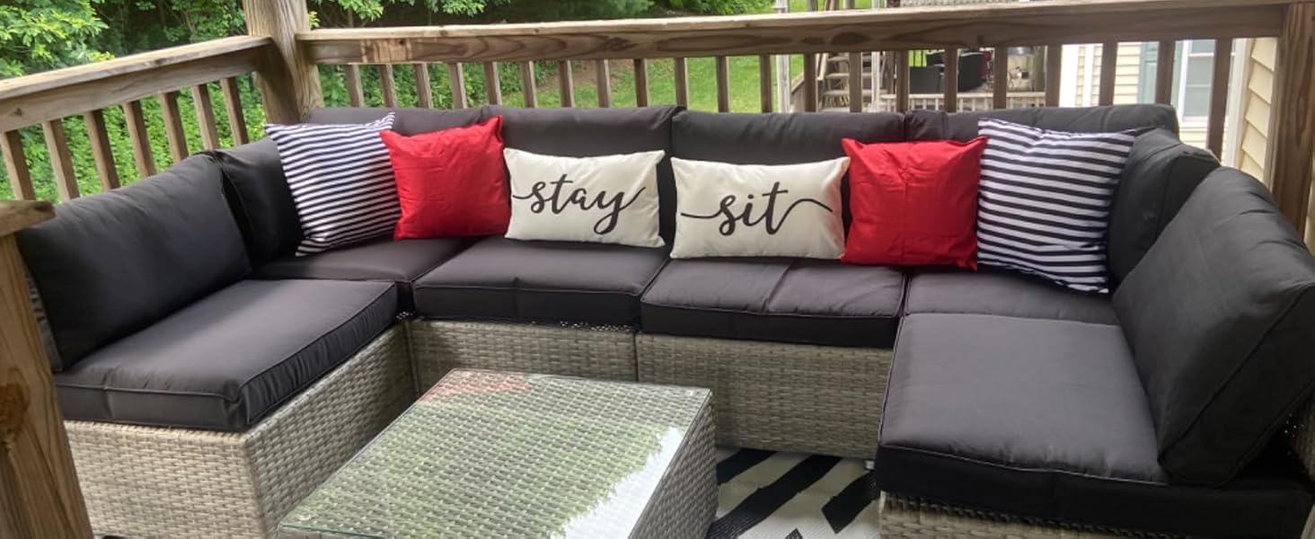 14Pack Outdoor Patio Seat and Back Cushions Replacement Covers Fit for 7Pieces 6-Seater