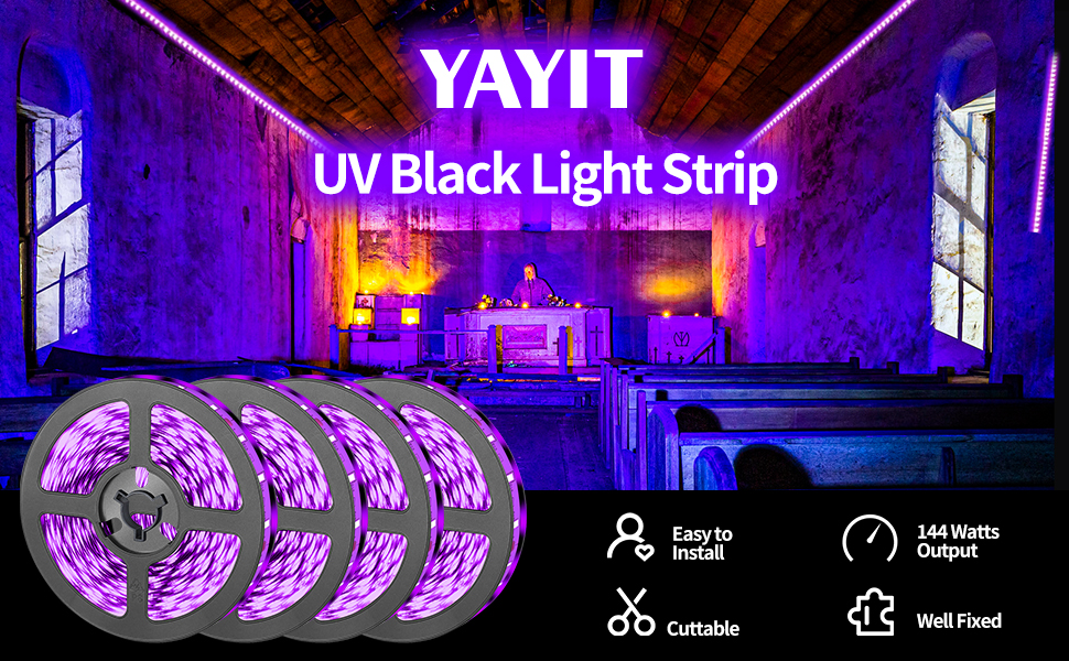 YAYIT 144W LED Black Light Strip Kit, 1440 LEDs, Brighter