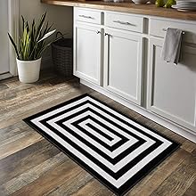 Black and White Striped Area Rug