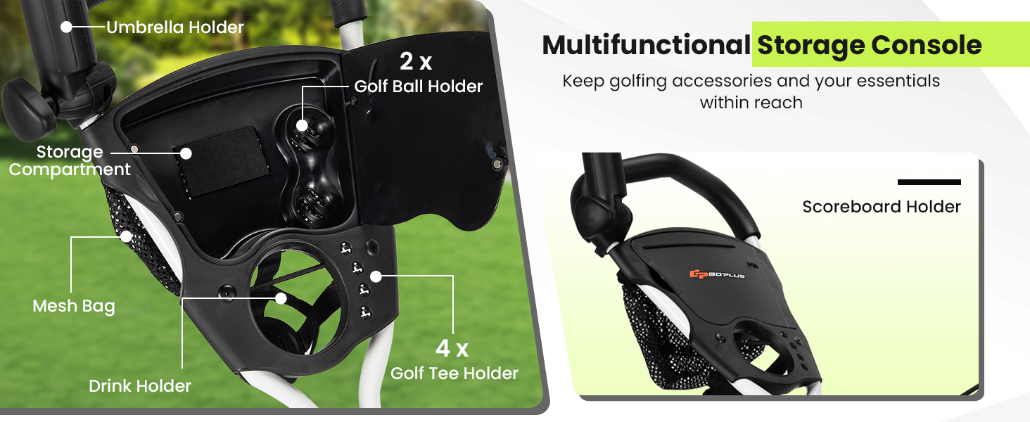 Costway Golf Push Pull Cart, Lightweight 3 Wheels Golf Push Cart