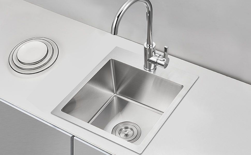 KINKIB 13 × 15 inch Drop in Bar Sink, Topmount Small Kitchen