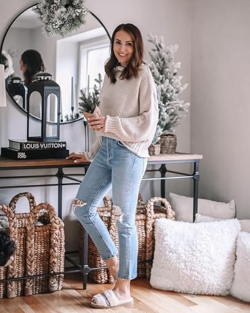 Maglione Donna Grigio SHEIN Maglione Da Donna Con Spalle Scese A Righe E  Pantaloni In Maglia Oversize Donna