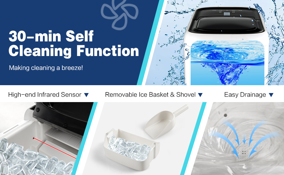 RELAX4LIFE Macchina Ghiaccio 15kg/24 Ore, 9 Cubetti Di Ghiaccio In 6 Minuti Cubetti, Macchina Del Ghiaccio Con Serbatoio D’Acqua 2 L, Cestello E Paletta Per Casa Ufficio Ristorante Bar 17 05