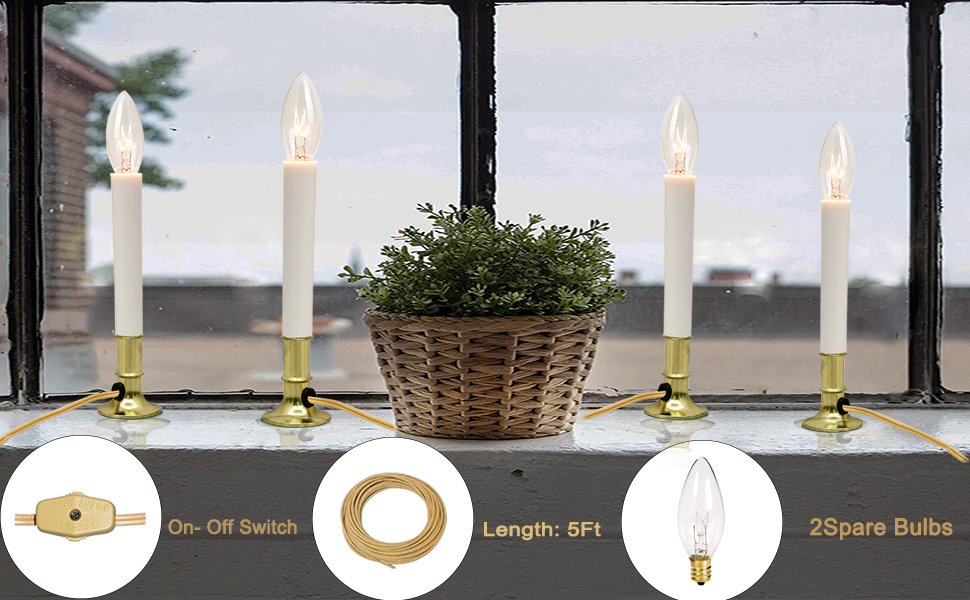 Abeja 4 PackElectric Christmas Window Candle Lamp with