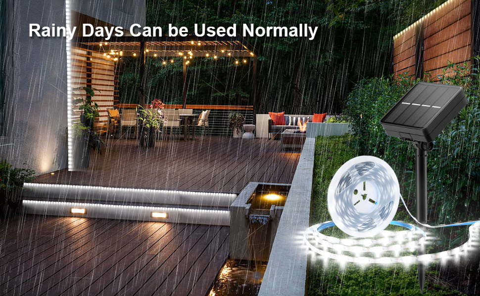 YTDRGB Solar LED Strip Lights 19.6FT 180 LED Solar Powered LED Strip Lights, 8