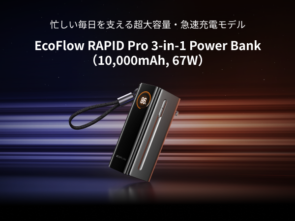 【新品】EcoFlow RAPID Pro 3-in-1モバイルバッテリー Amazon | EcoFlow RAPID Pro 3-in-1モバイルバッテリー 10000mAh