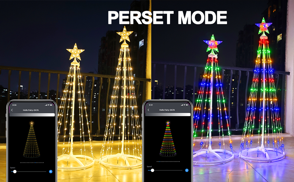 Bseanpol Set 4ft&5ft Smart LED Christmas Cone Tree Light Outdoor