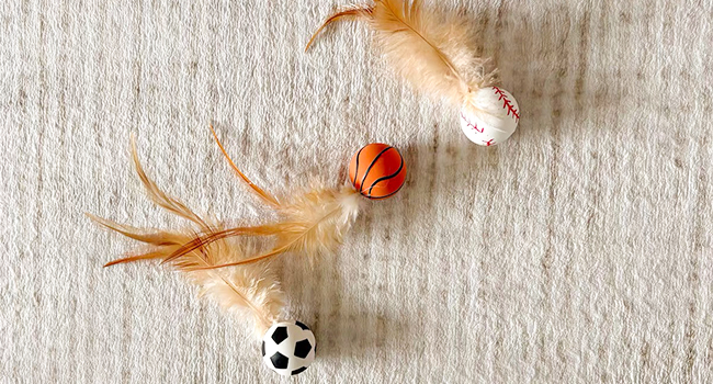 feather balls cat toy