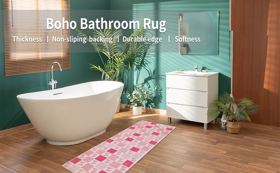 Pink Bow Long Bath Mat