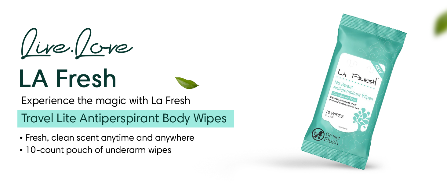  LA Fresh Antiperspirant Wipes in Travel Size 10 ct Pouch