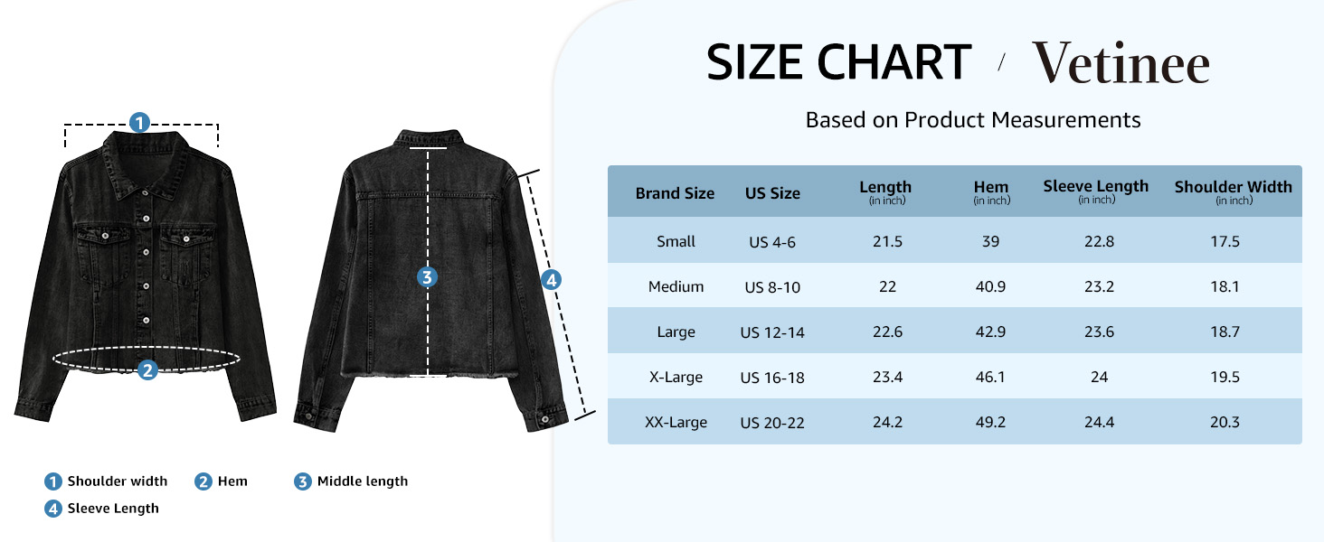 Vetinee Denim Jacket for Women Jean Jackets for Women