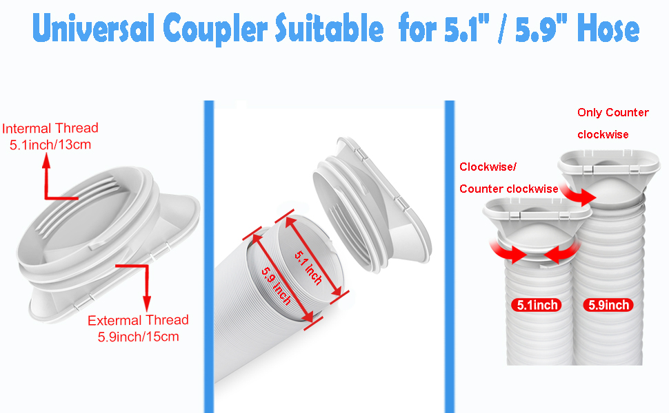 Universal Portable Air Conditioner Window Vent Kit for 5.1 & 5.9 Inch