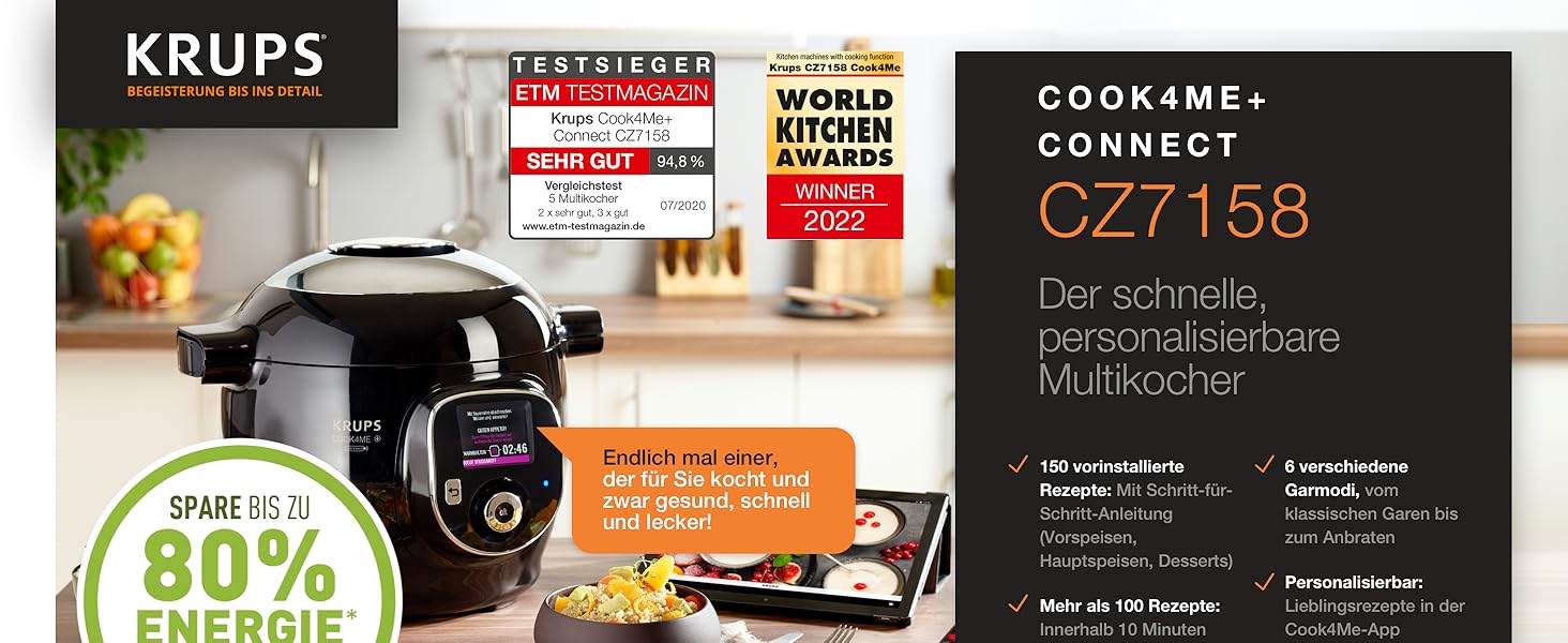 Amazon.de Krups CZ7158 Cook4Me+ Connect Multikocher 1600 Watt