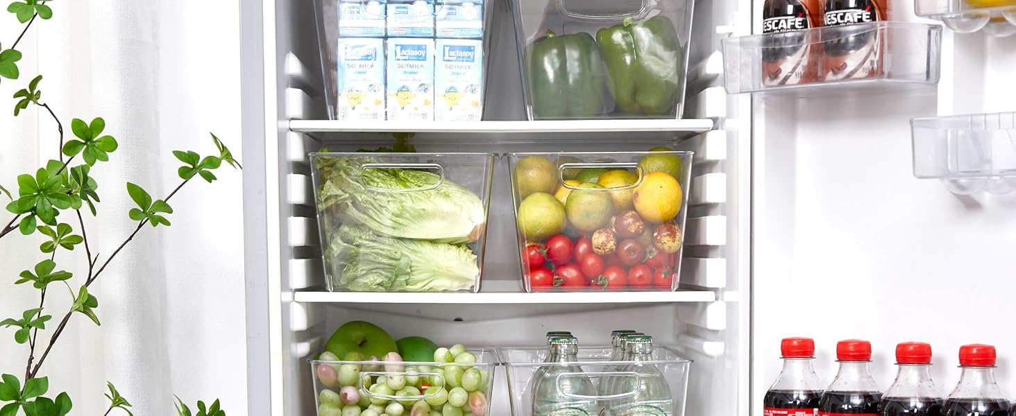 Refrigerator Organizer Bins Clear Plastic Storage Bin, Large Pantry