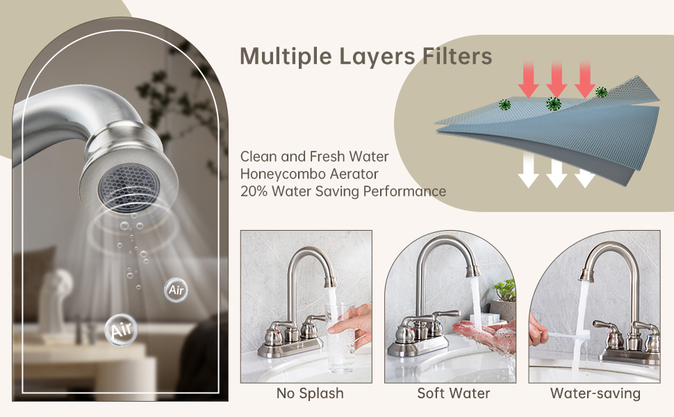 Bathroom Sink Faucet Brushed Nickel Centerset, DAYONE 4in Stainless