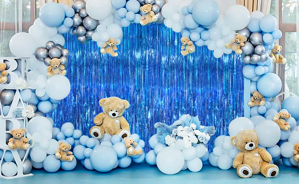 Silver Party Streamers 3.3x8.3 Feet Metallic Foil Fringe Curtains Tinsel Streamers