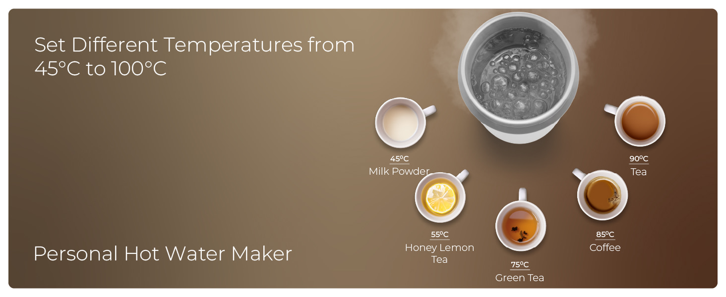 Small electric kettle making various beverages including tea, coffee, milk, and green tea xech