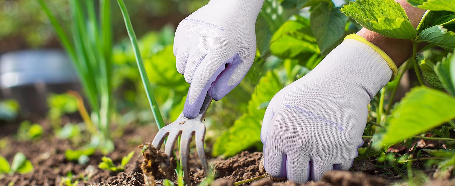 Womens Gardening Gloves Nitrile Coated Breathable Flexible Yard Work Gloves Gift for Gardeners