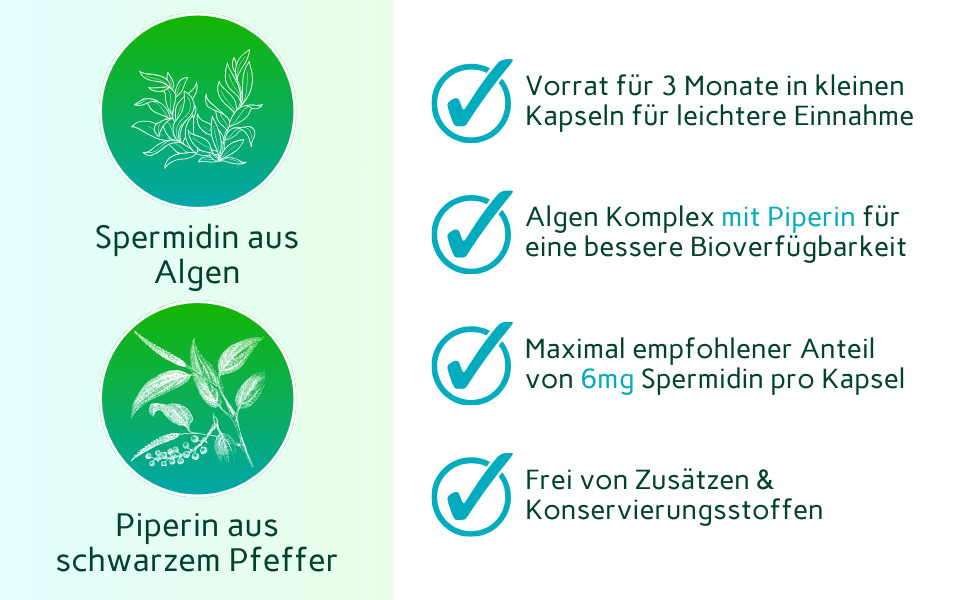 3-month supply spermidine: With piperine for improved absorption