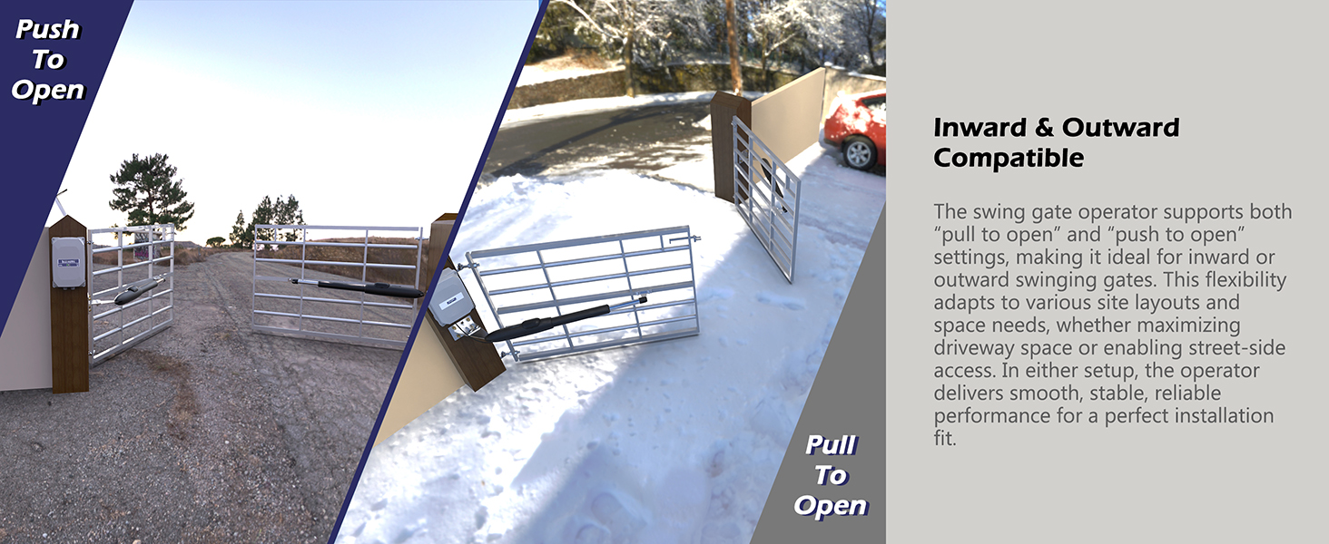 Flexible Installation – Supports Both Inward and Outward Mounting for Any Gate Layout