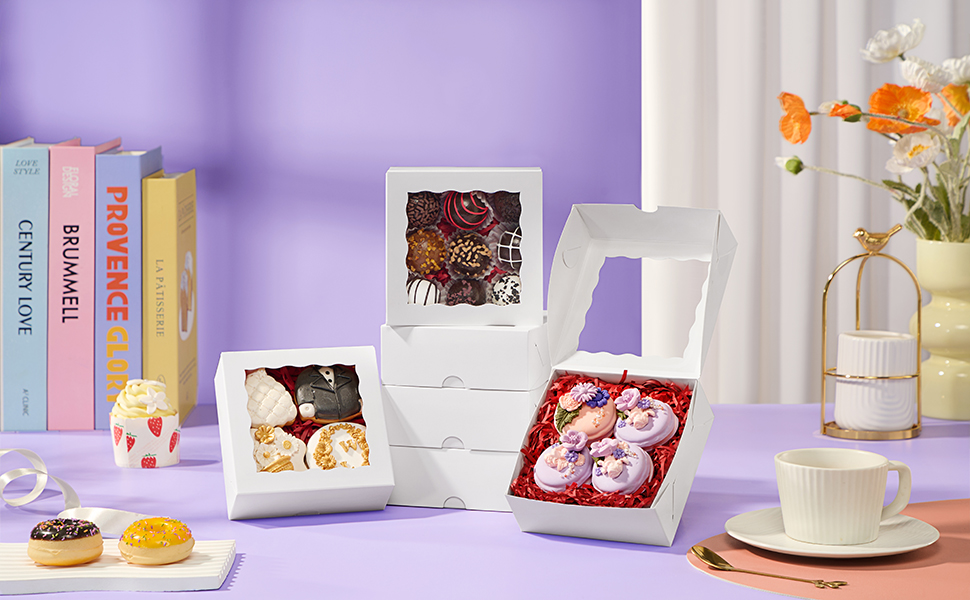 Macaron Boxes Gift Cake Boxes Treat Boxes for Browine pastries, Dount or gifts goodies Party Favor
