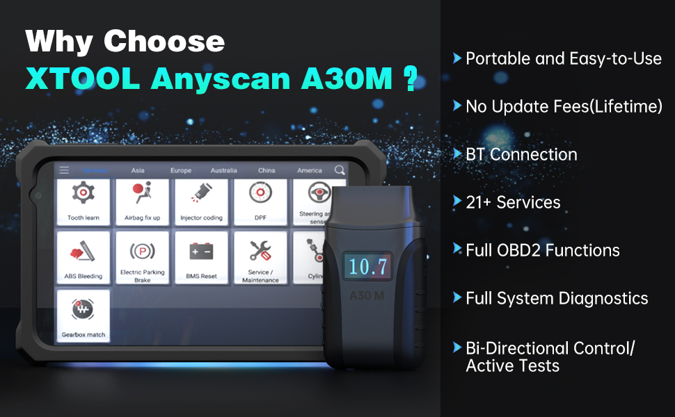 XTOOL Anyscan A30M Escáner inalámbrico OBD2 para iOS