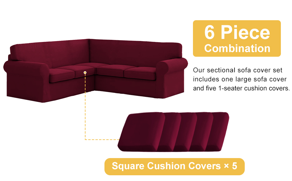 Corner Sectional Couch Covers 6 Piece Water Resistant L Shape Sofa Cover for
