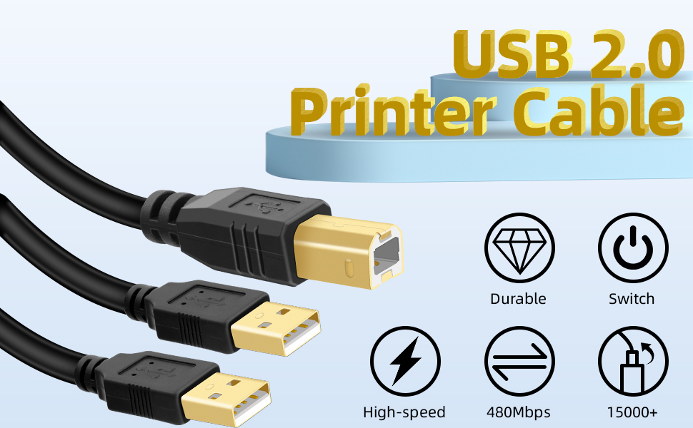 GELRHONR USB B Printer Cable Splitter