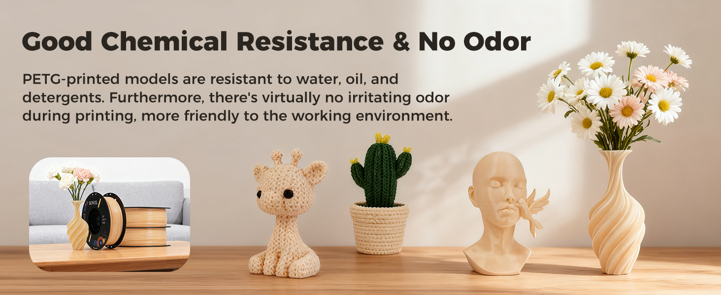 Sovol 3D Printer PETG Filament 1.75mm 1KG (2.2lbs), High Precision, Strong Toughness, Wiring Tightness, Dimensional Accuracy +/- 0.03 mm, 3D Printing PETG Filaments, Skin 17 3