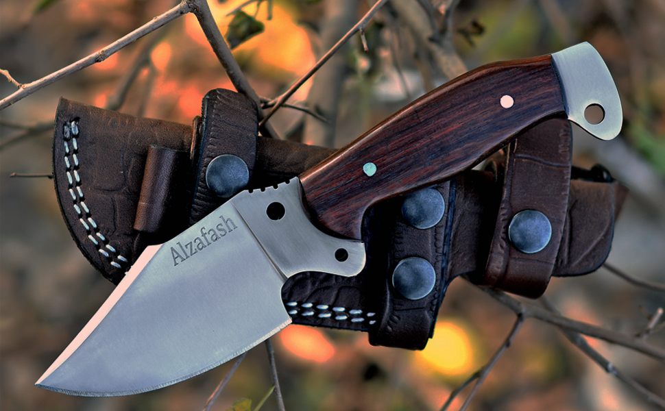 ALZAFASH Horizontal Carry Knife, Tracker Knife with Sheath
