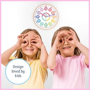 Teaching clocks for children, pastel kids wall decor, boho clock for child's nursery, cute clock.