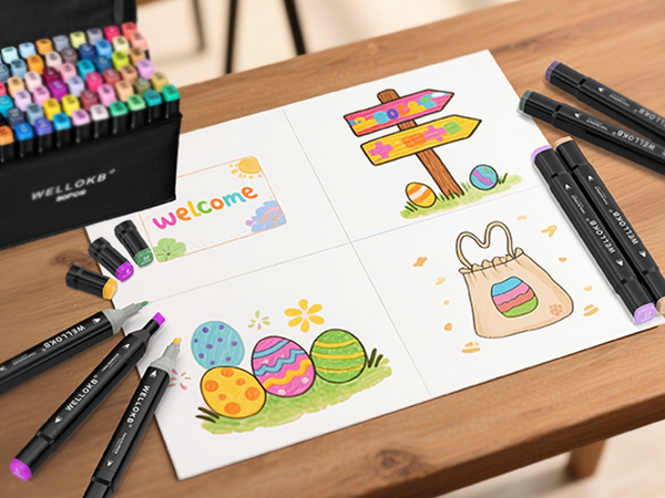 Alcohol Based Marker with Case, 80WELLOKB Alcohol Markers, 80 Colors 8-12