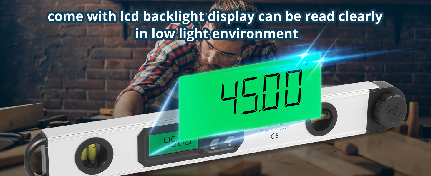 ALLmeter 0225° Digital Angle Finder Ruler Spirit Level Protractor