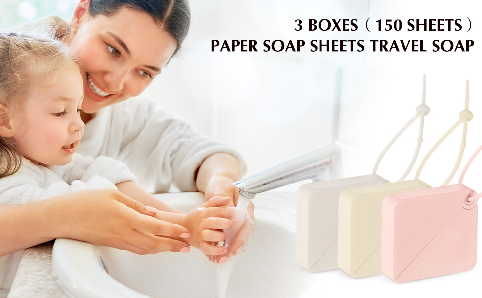 Paper Soap Sheets Travel Soap 3 Boxes（150 sheets） Hand Washing Soap