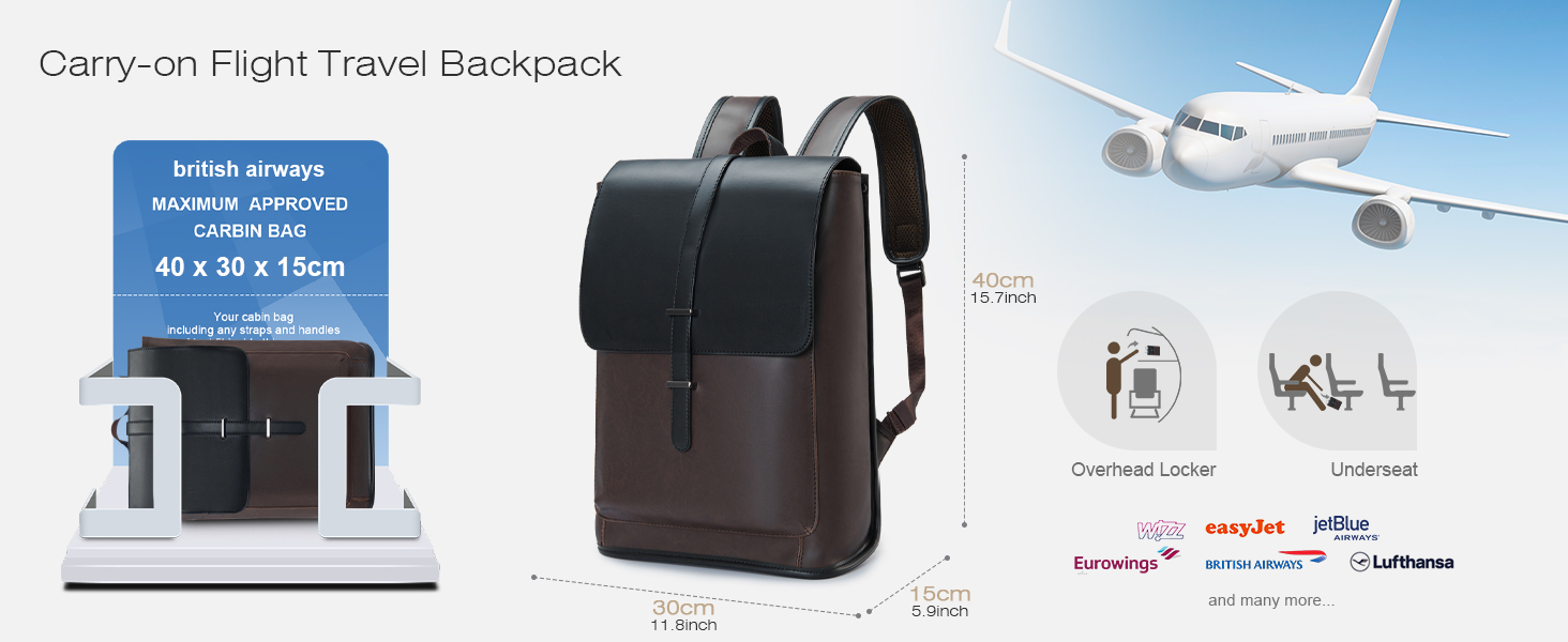 SPAHER Sac a Dos Voyage Cabine Avion 40x30x15 pour Wizzair Vueling Sac à Dos D'affaires Ordinateur