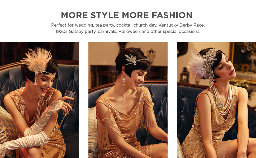 アクセサリー te20 BABEYOND 1920s Pearl Flapper Cap Headpiece Roaring 20s