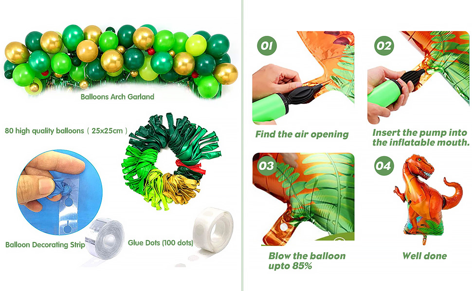 Dinosaur Birthday Party Decorations, Ribbon Dot Glue Green Party