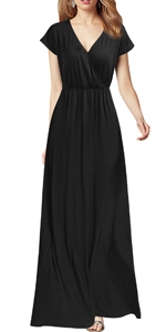 Women Cap Sleeve Loose Plain Pockets Maxi Casual Formal Long Dresses